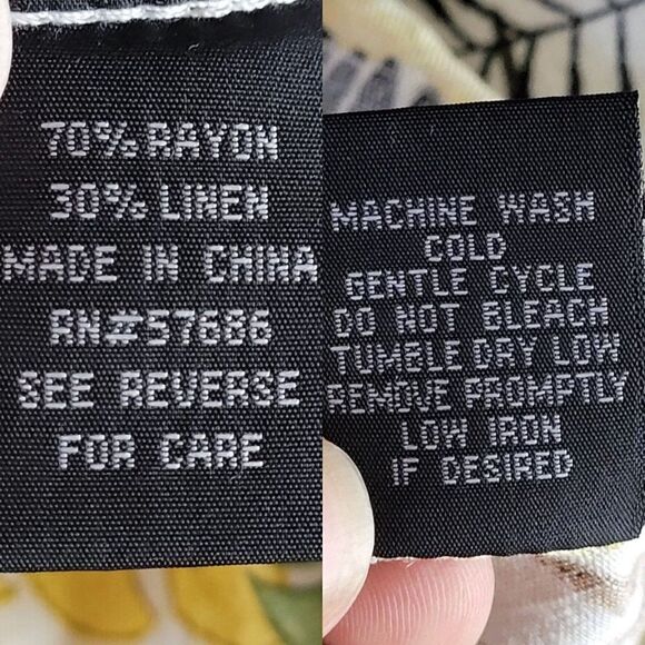 Vintage 80's Palazzo Pants M Tropical Print Linen High Waisted Wide Leg Beach - Picture 4 of 10